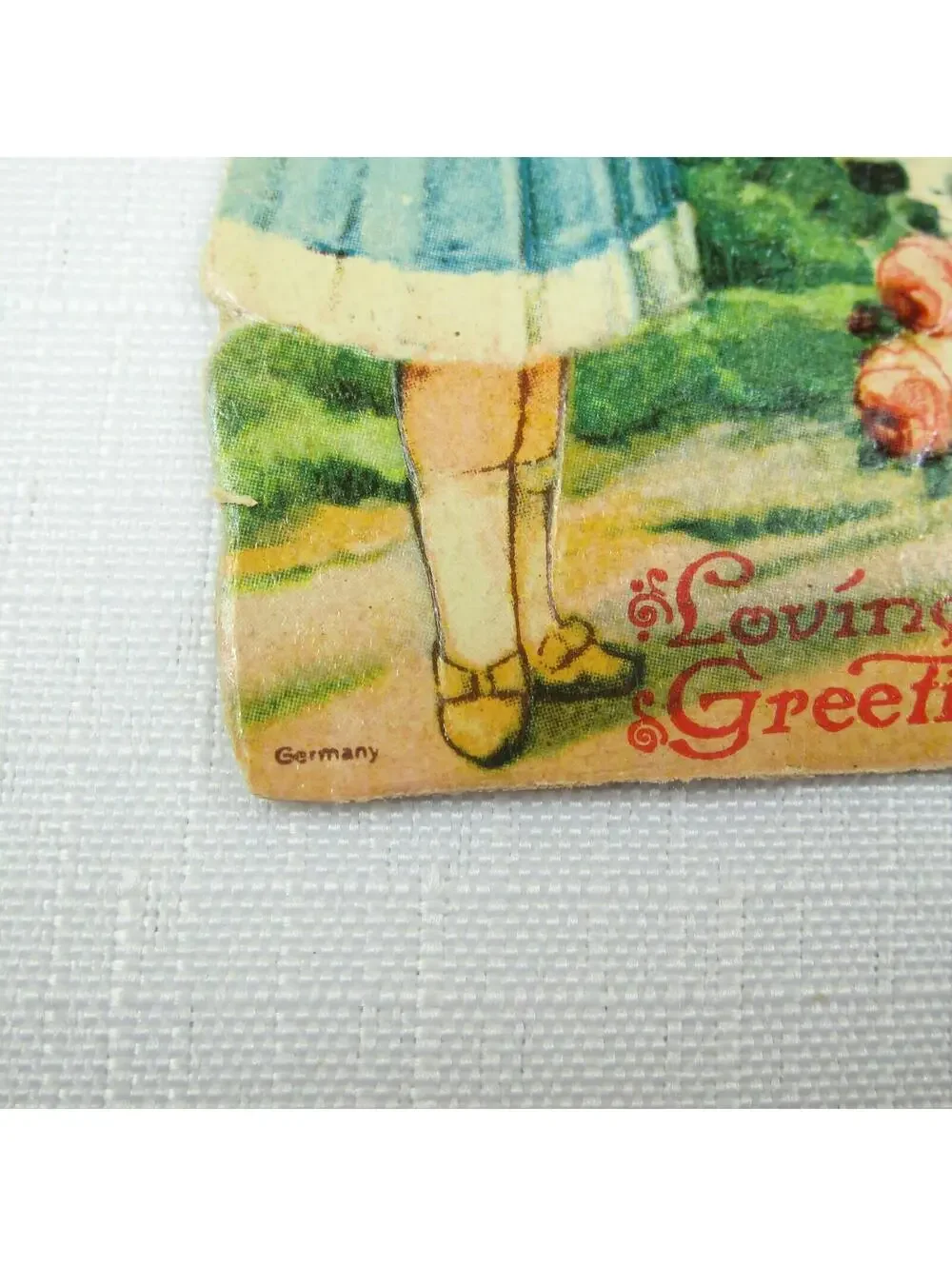 Vintage Valentine Die Cut Stand Up Victorian Girl Germany 1920-30s UNSIGNED